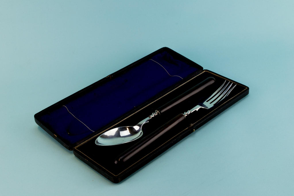 Serving fork and spoon set, English 1930s