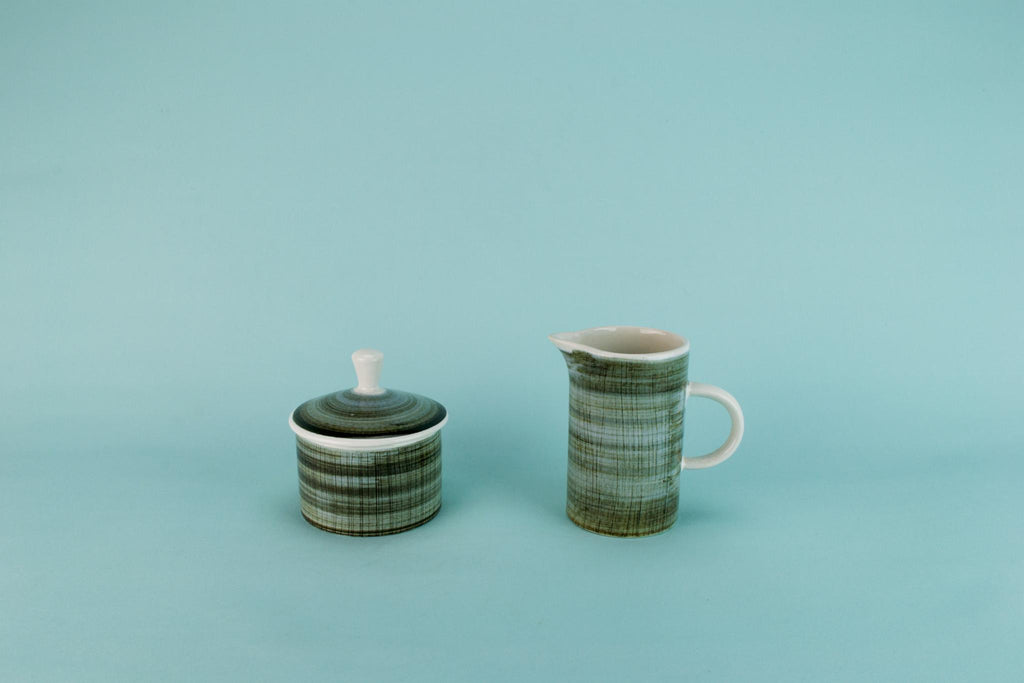 Green sugar and milk set, English 1970s