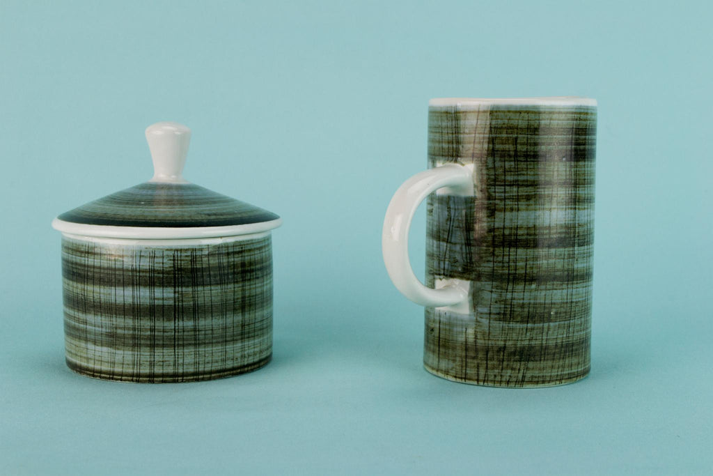 Green sugar and milk set, English 1970s