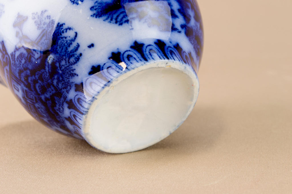 Flow blue tea set for one, English circa 1900