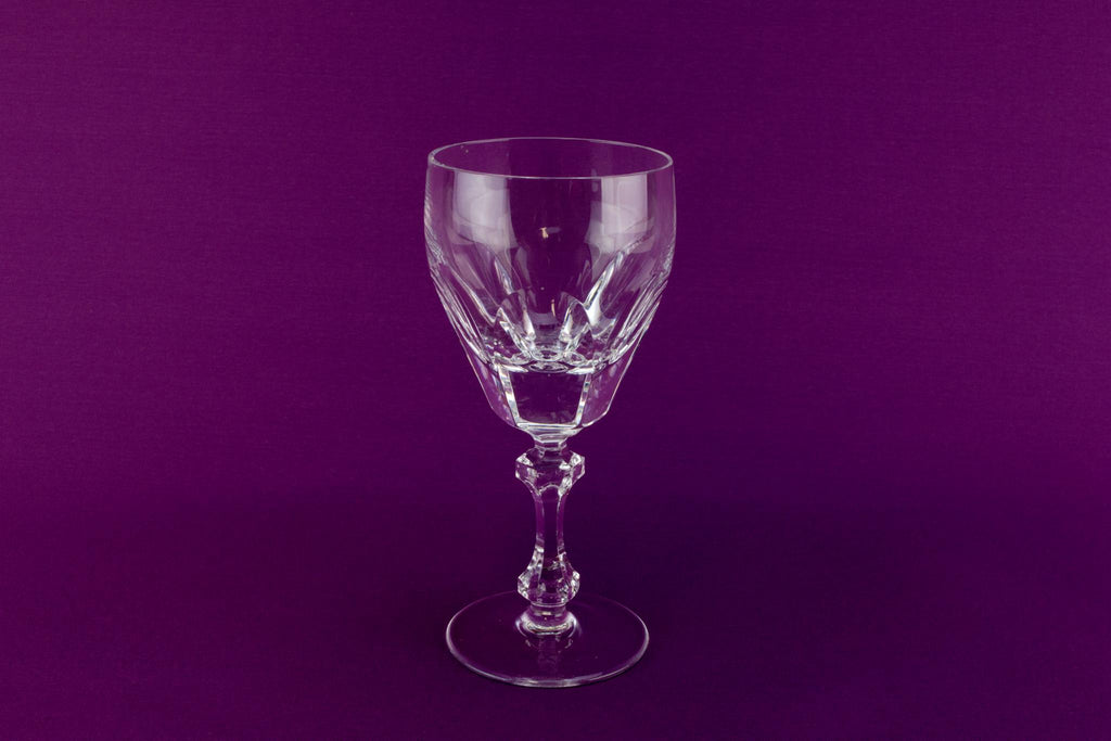 2 medium cut crystal wine glasses