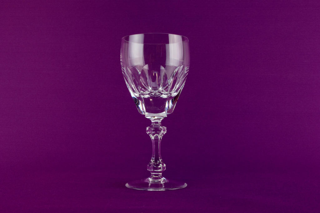 2 medium cut crystal wine glasses