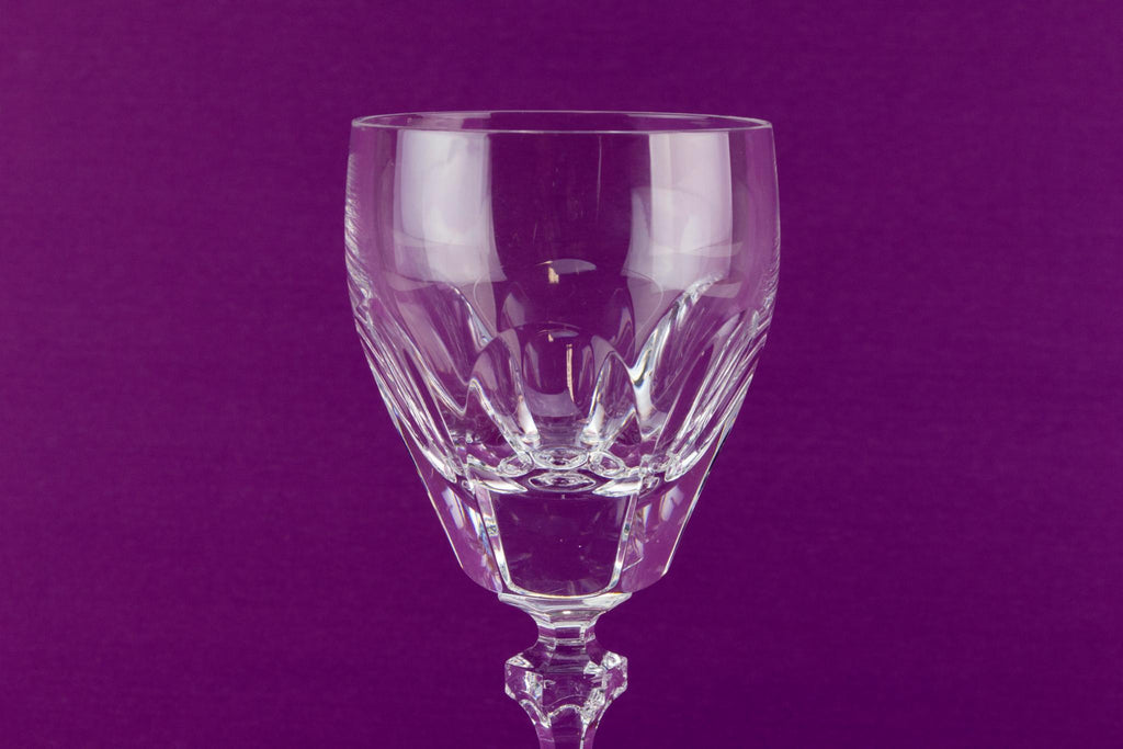 2 medium cut crystal wine glasses