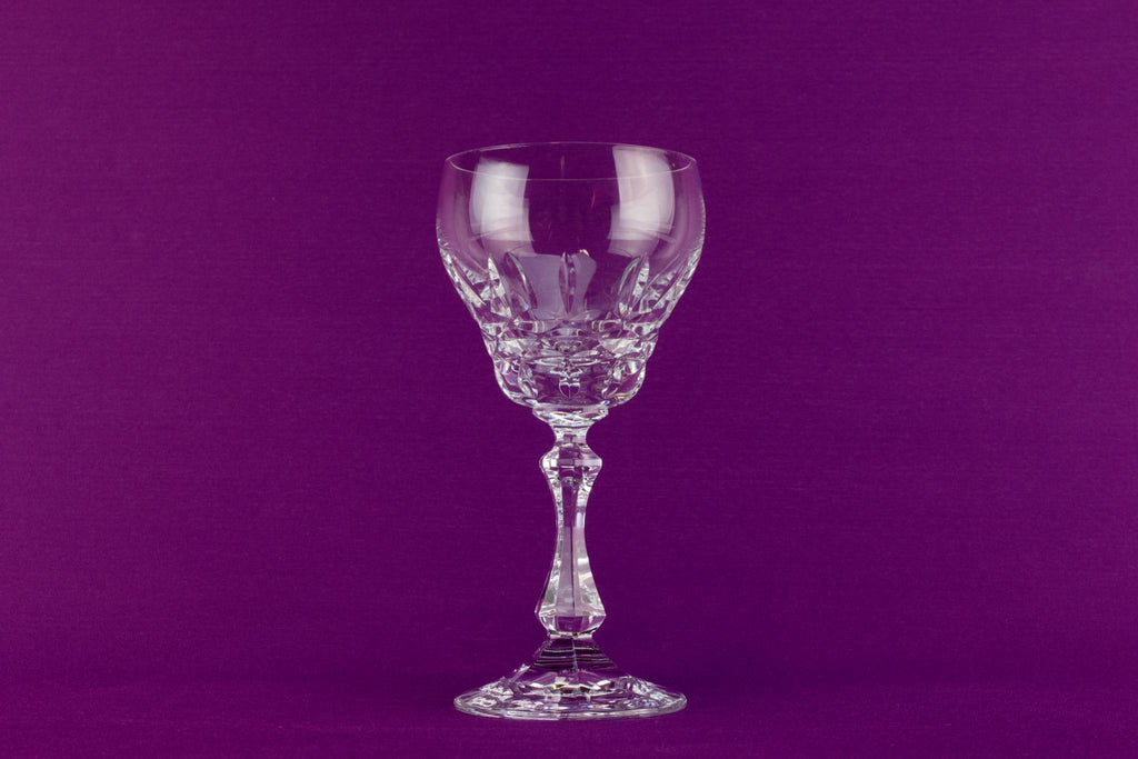 Pair of cut crystal wine glasses
