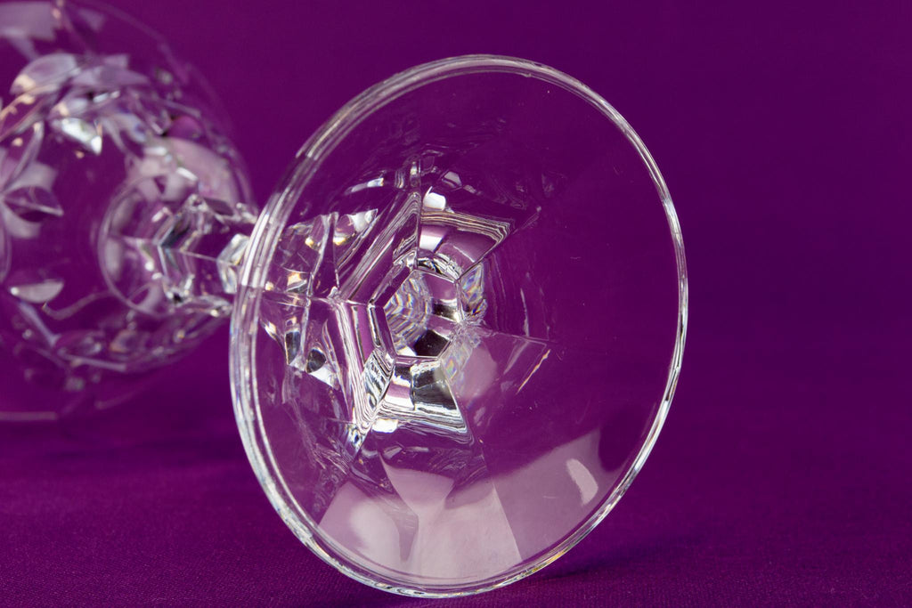 Pair of cut crystal wine glasses