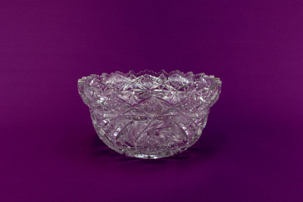 Heavy cut glass salad bowl, English 1950s
