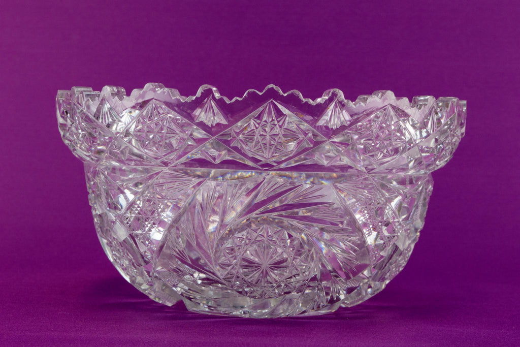 Heavy cut glass salad bowl, English 1950s