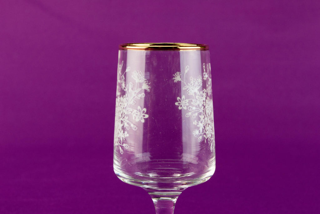 6 floral sherry glasses, English circa 1960