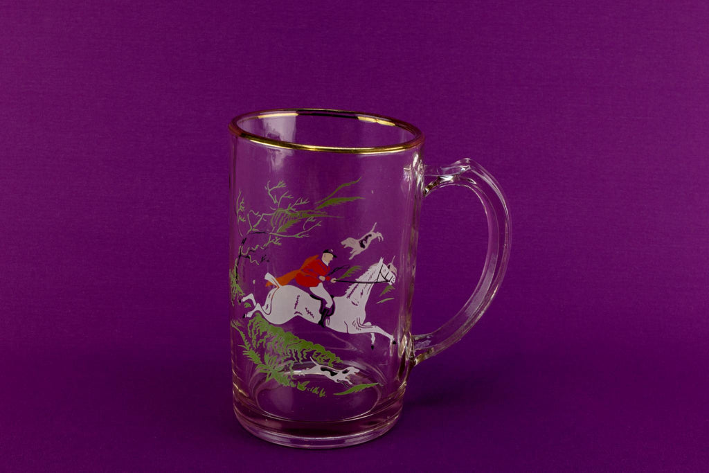 1 Pint Fox hunt beer glass, English 1950s