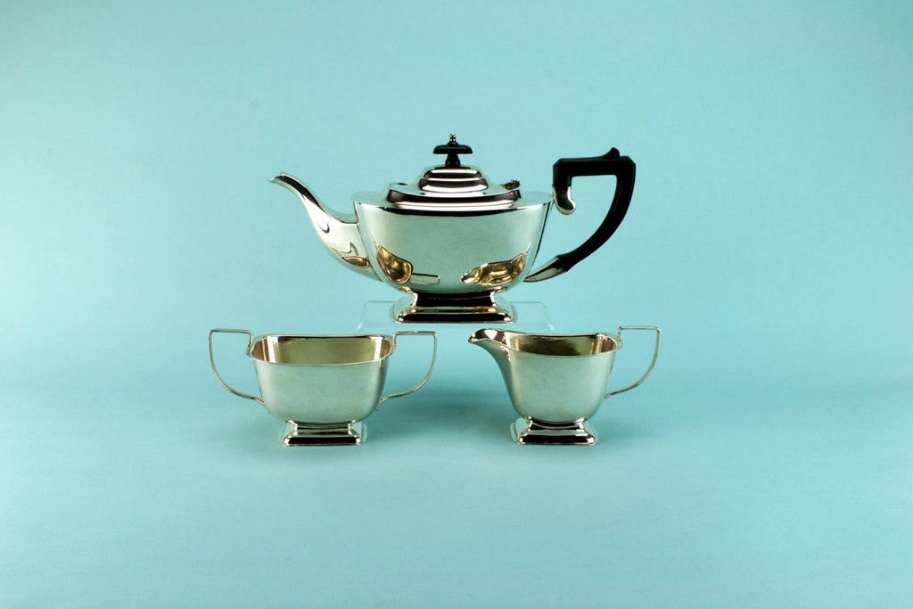 Art Deco silver plated tea set, English 1930s