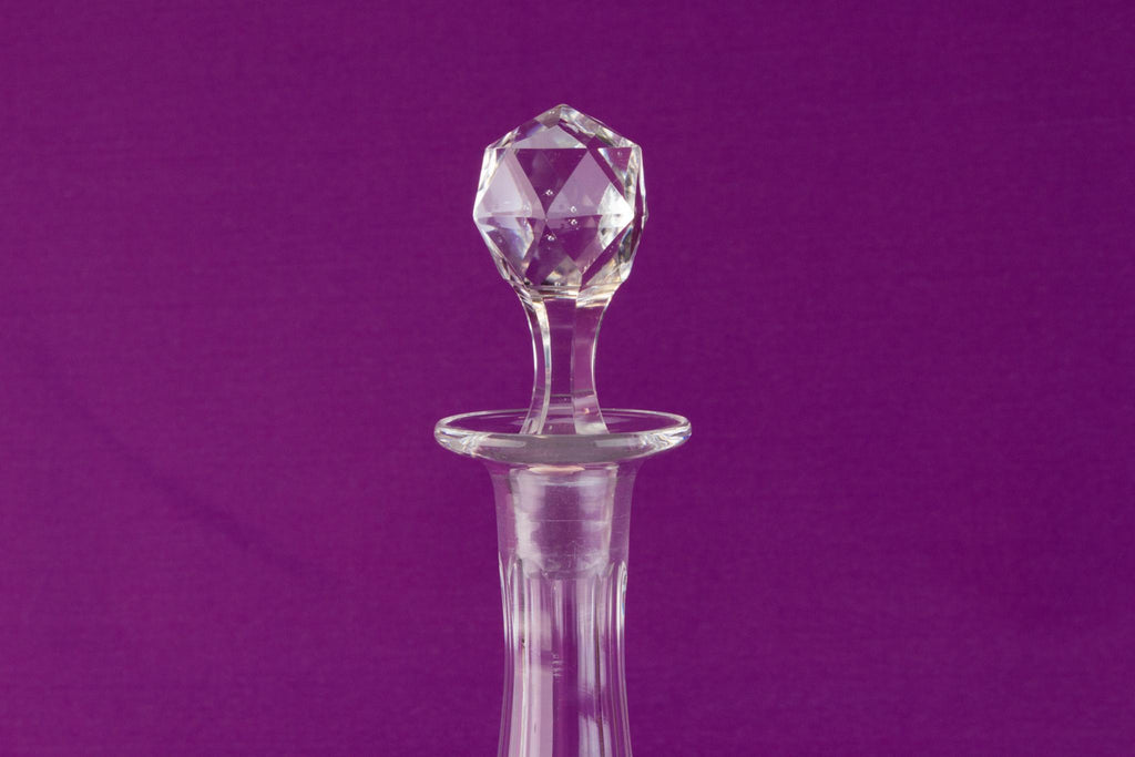 Globular cut glass wine decanter, English circa 1900
