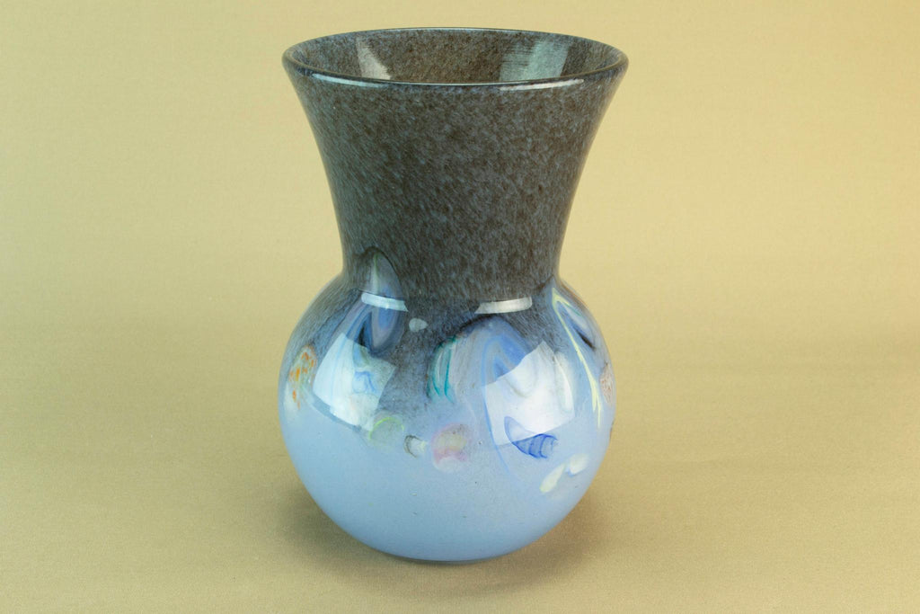 Ysart blue glass vase, Scottish 1960s