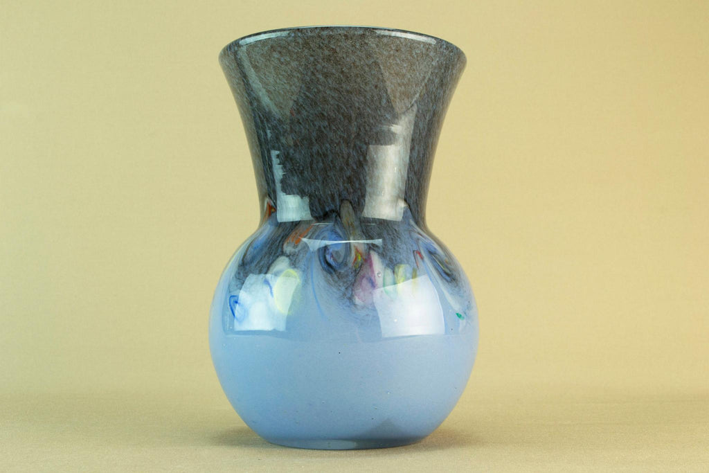 Ysart blue glass vase, Scottish 1960s