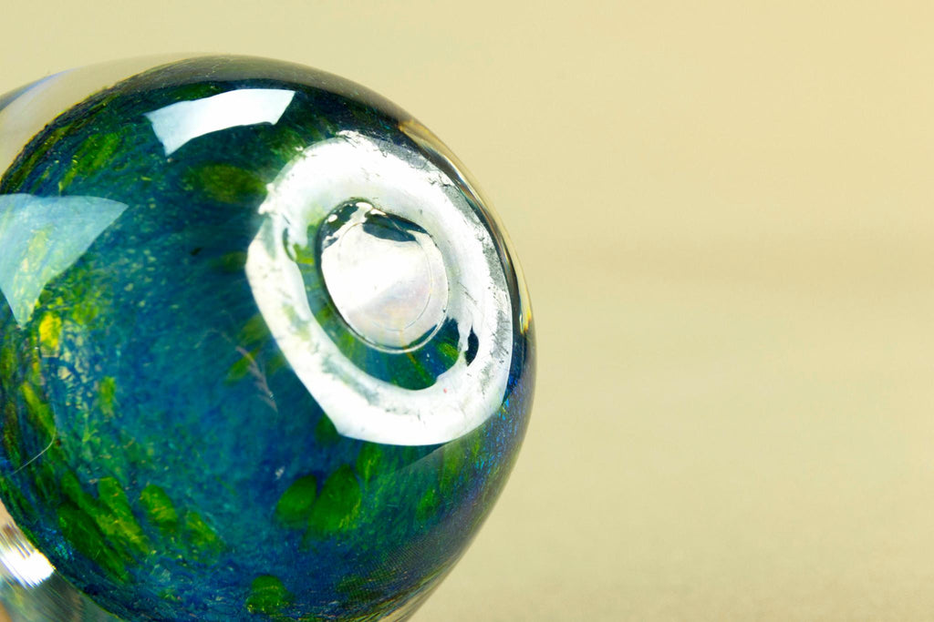 Blue glass small apple paperweight