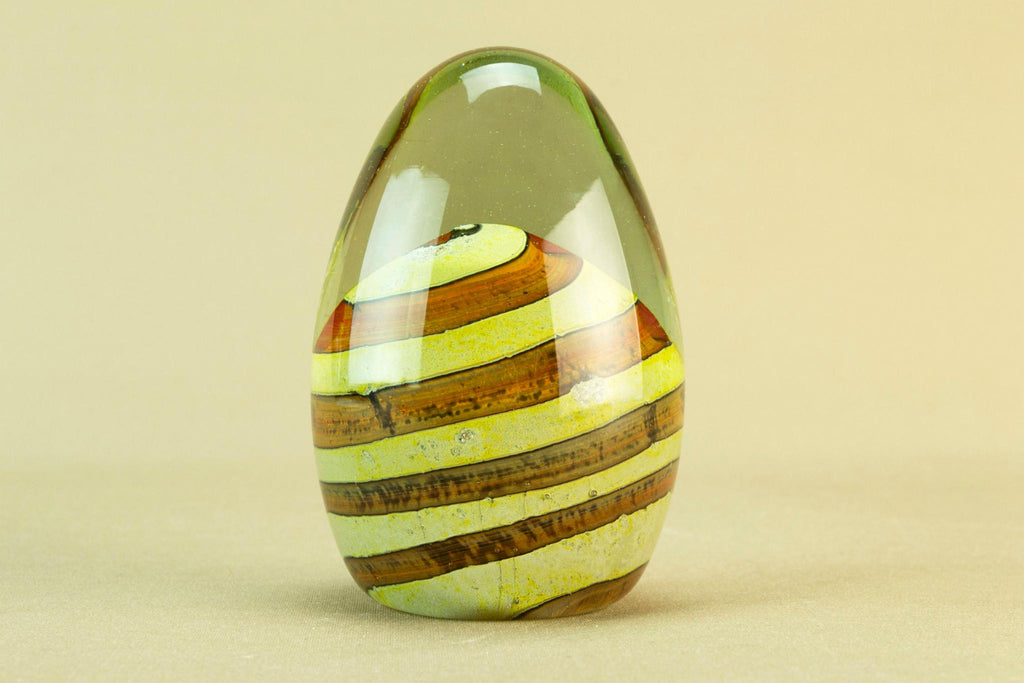 Mdina gold glass paperweight