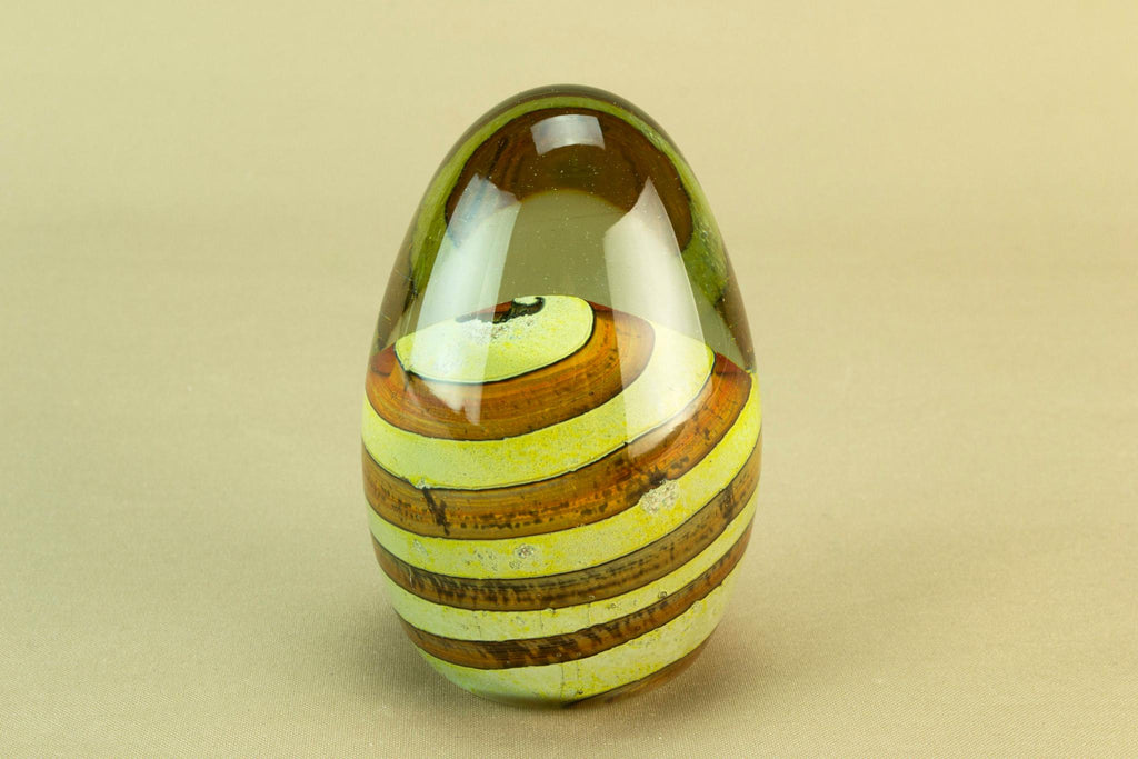 Mdina gold glass paperweight