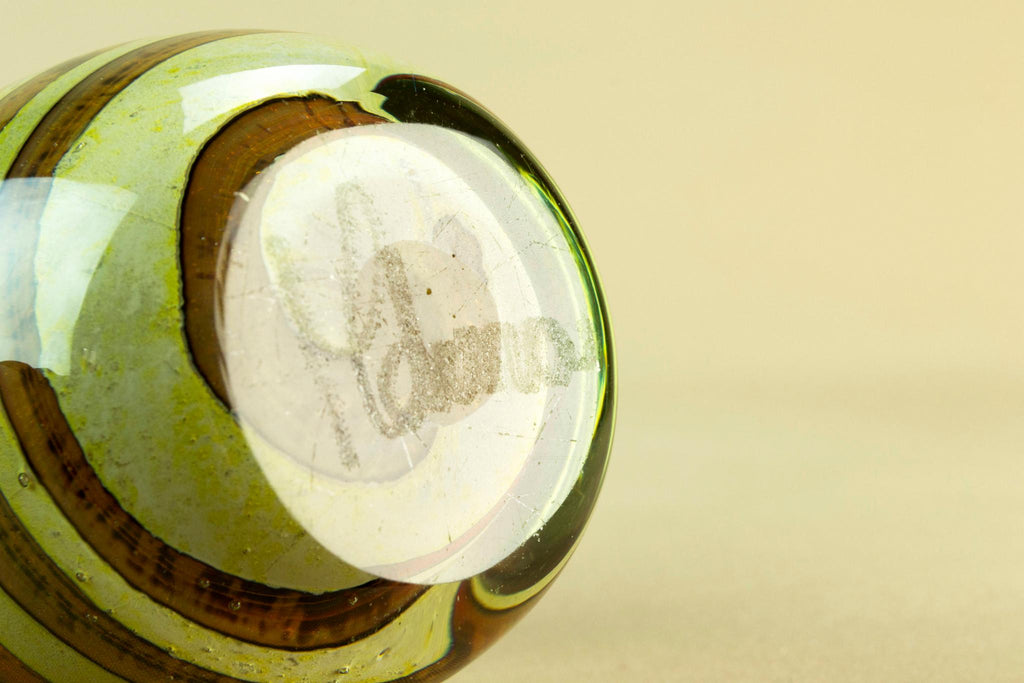 Mdina gold glass paperweight