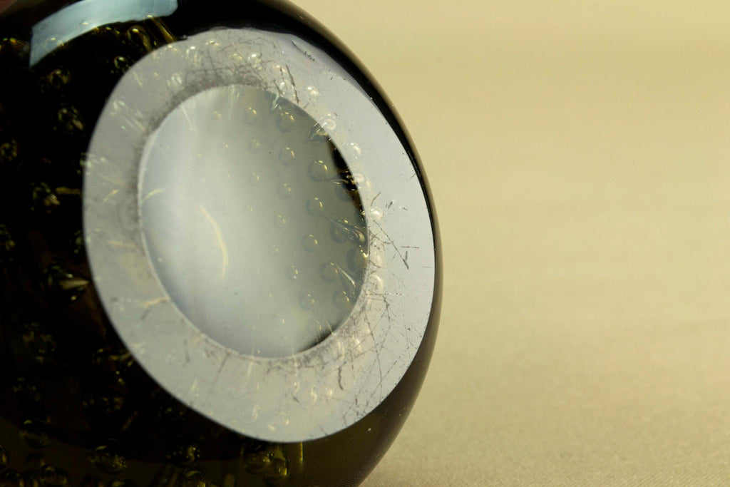 Whitefriars Dark green glass paperweight