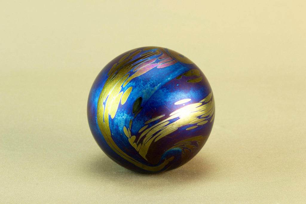 Blue lustre glass paperweight by Glasform