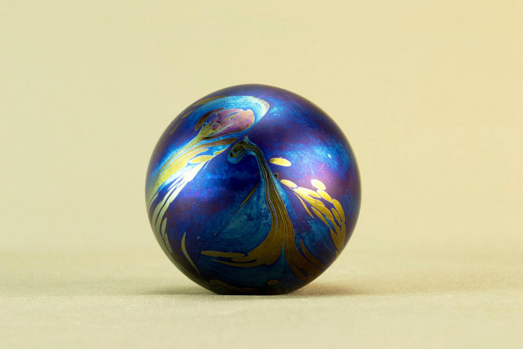 Blue lustre glass paperweight by Glasform