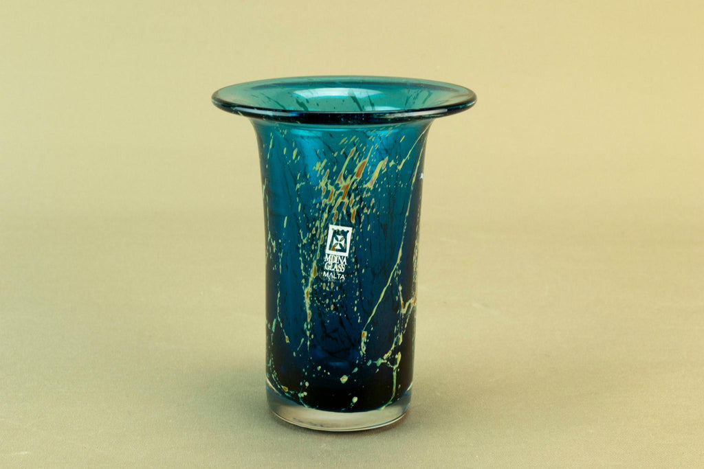 Small Mdina green glass vase