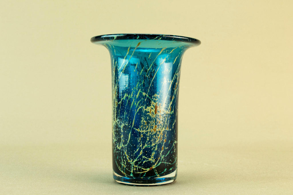 Small Mdina green glass vase