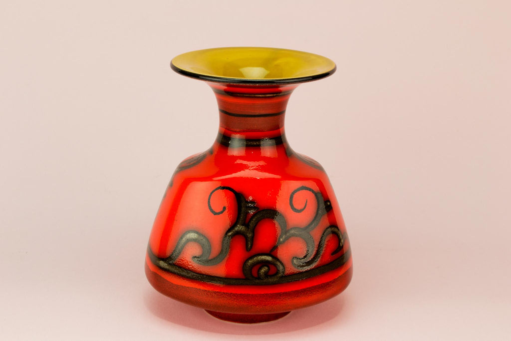 Gouda Tokio bright red vase, Dutch 1960s