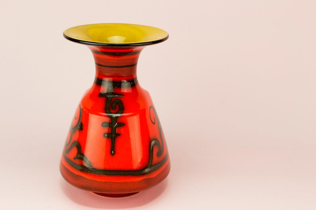 Gouda Tokio bright red vase, Dutch 1960s