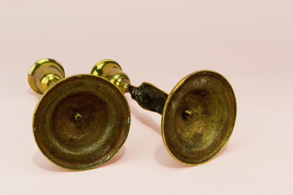 2 Thomas Becket brass candlestick, English 19th century
