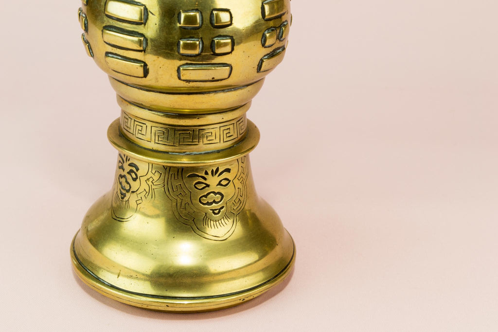 2 Gu Shaped Brass Vases, Chinese 19th Century