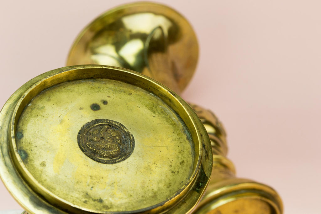 2 Gu Shaped Brass Vases, Chinese 19th Century