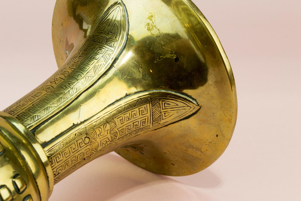 2 Gu Shaped Brass Vases, Chinese 19th Century
