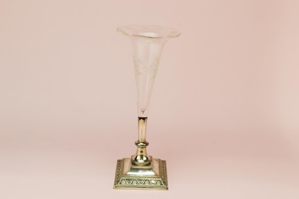 Cut glass & silver plated vase, English circa 1910