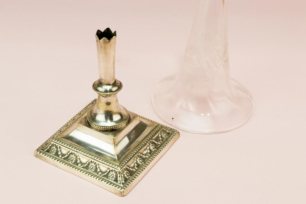 Cut glass & silver plated vase, English circa 1910