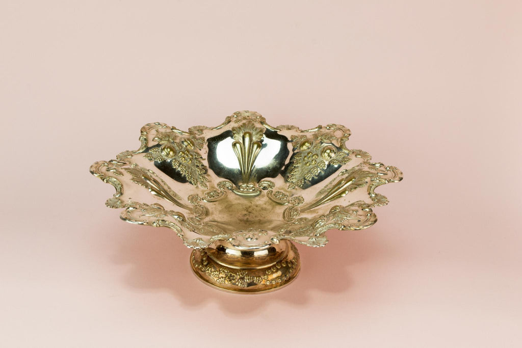 Silver plated fruit serving bowl, English 1890s