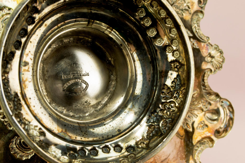 Silver plated fruit serving bowl, English 1890s