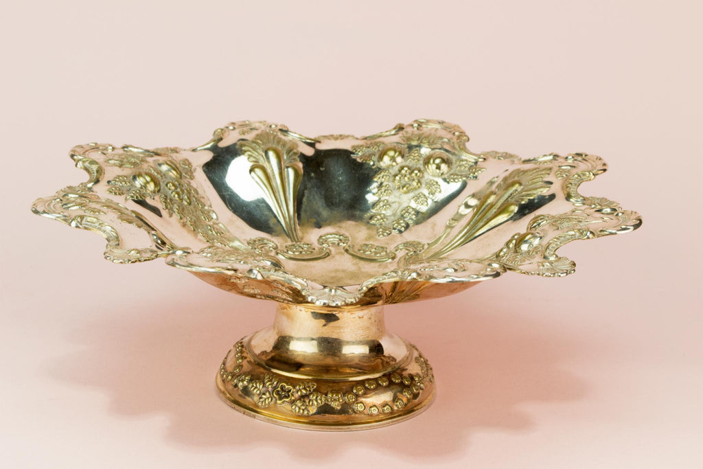 Silver plated fruit serving bowl, English 1890s