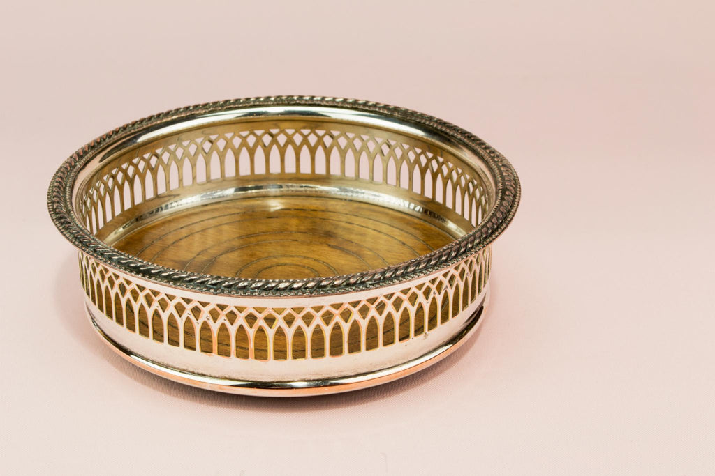 Silver plated Wine bottle coaster, English 1930s