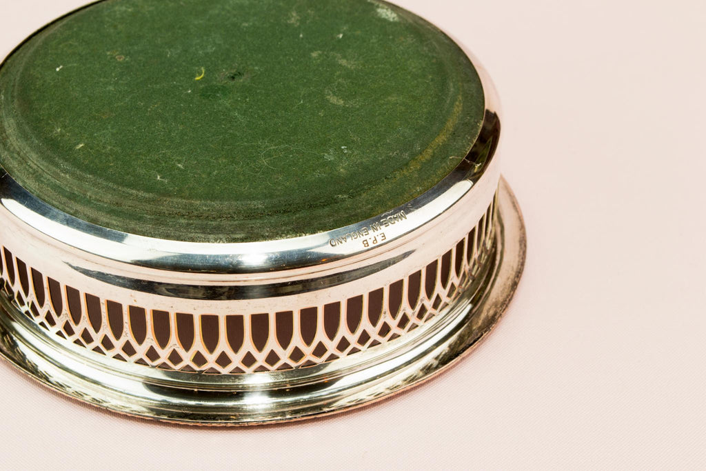 Silver plated Wine bottle coaster, English 1930s