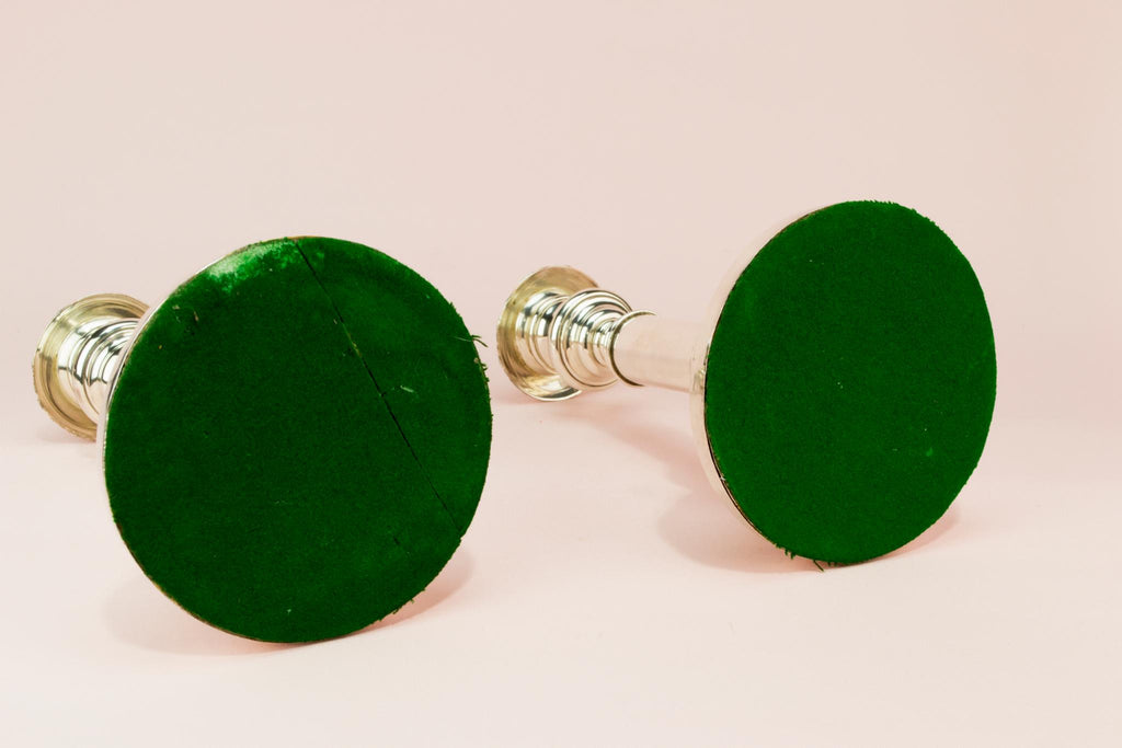 2 Silver Plated Candlestick, English 19th century