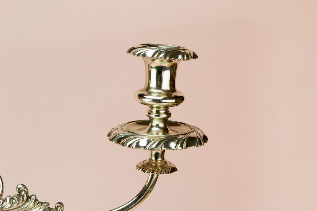 Large 2 Branch Silver Plated Candelabra, English 19th century
