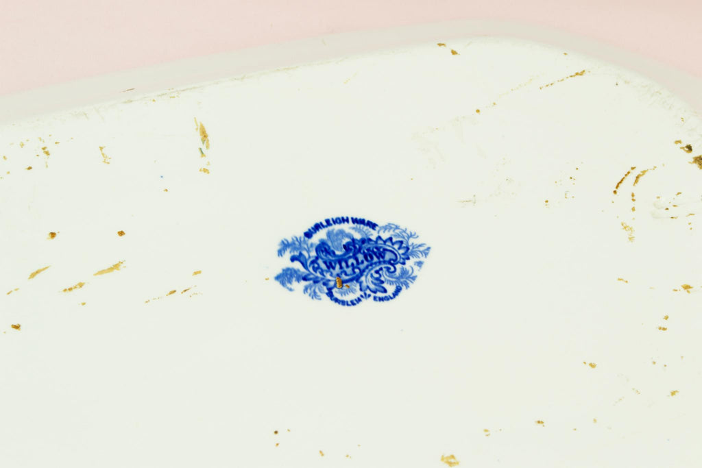 Blue and White Burleigh Ware Willow Platter, English 1930s