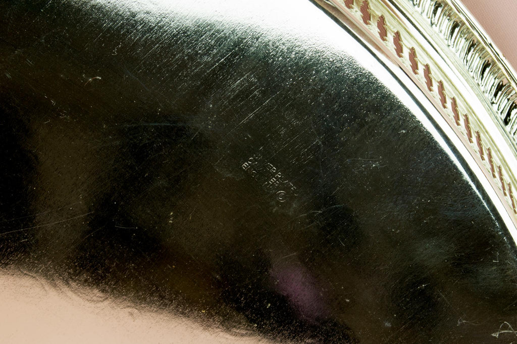 Large silver plated serving tray, English circa 1970