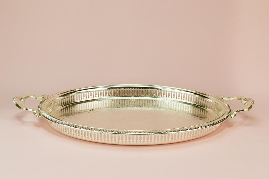 Large silver plated serving tray, English circa 1970
