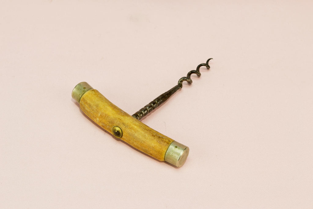 Deer antler handle corkscrew, English 1930s
