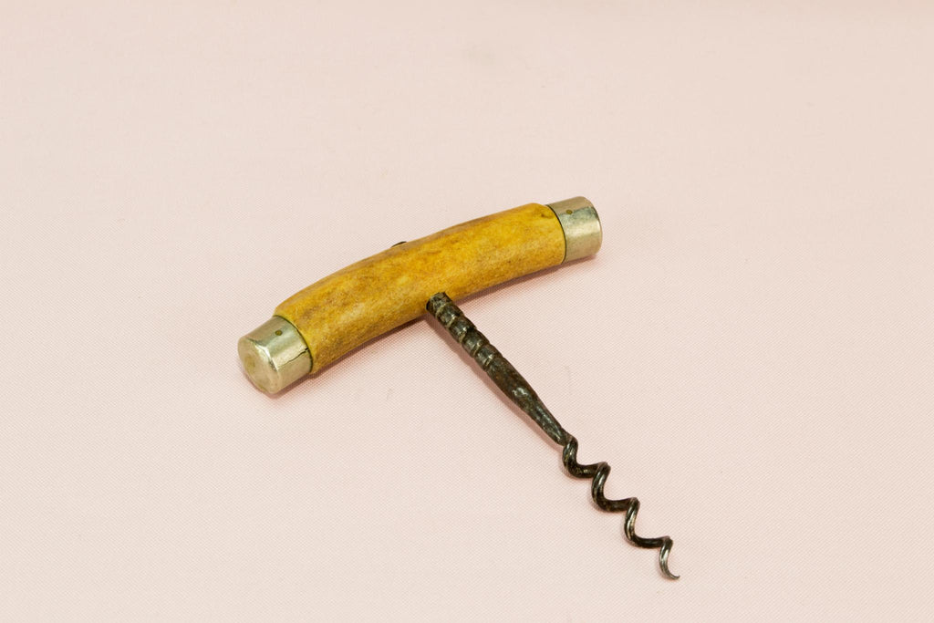 Deer antler handle corkscrew, English 1930s
