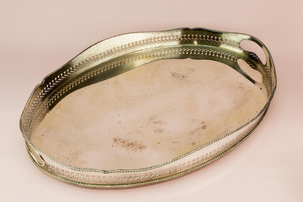 Large silver plated serving tray, English 1930s