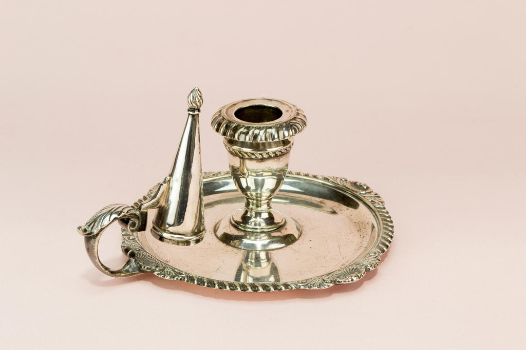 William Hutton Silver plated chamber candlestick, English 1930s