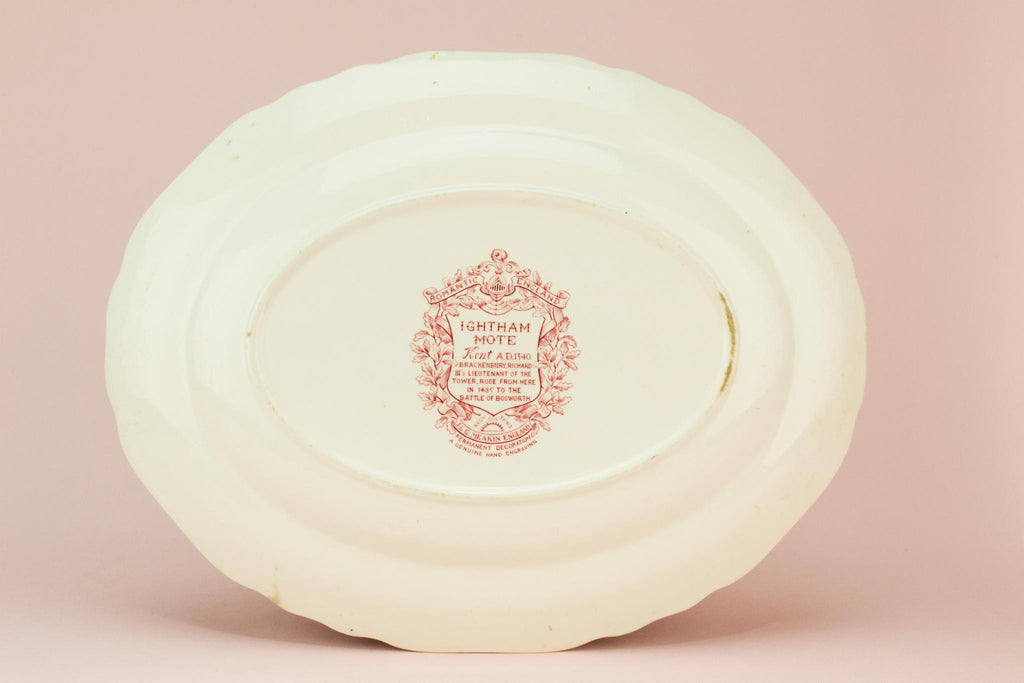 Red and white serving platter, English 1950s