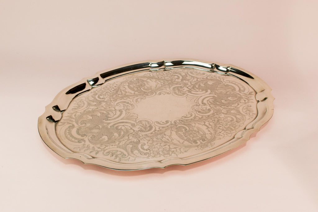 Large Silver plated serving tray, English 1960s